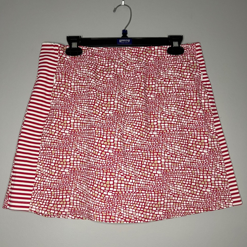 J. McLaughlin Skirt‎ Skort Size Large Red Geometric Print Athletic Golf Stretch